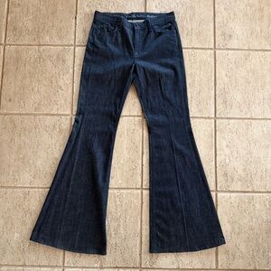 7 For All Mankind Jeans Womens Size 30 Bell Bottom Flare Dark Wash Embroidered